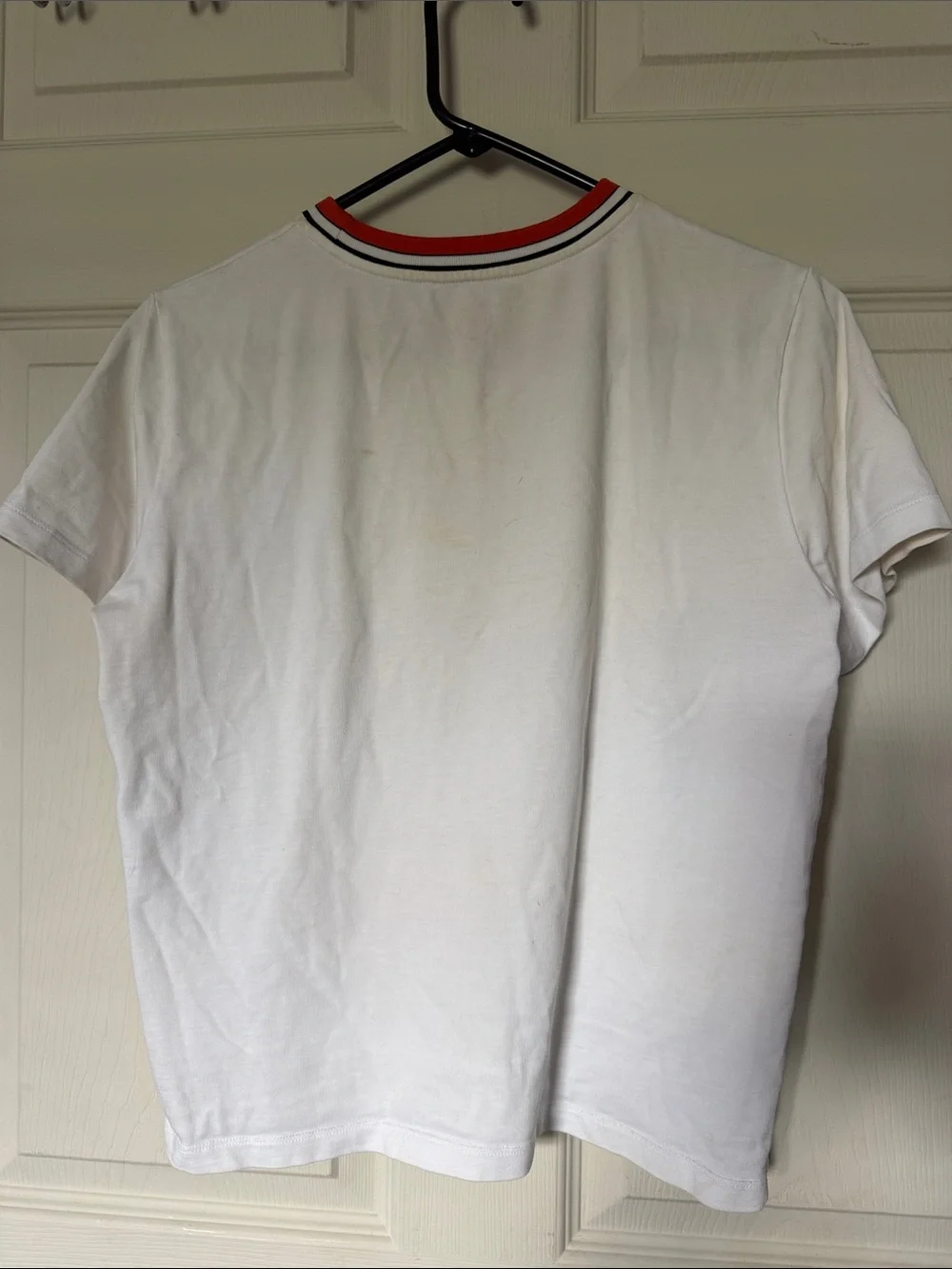 Tory Burch White Graphic Logo Ringer T-Shirt size large